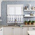 thumbnail image 6 of Half Window Curtain 36 Inches Long, Starfish Window Treatment Curtain Drapes, Blue Ocean Coastal Coral Shell Nautical Boat Small Tier Curtains for Bathroom Over Sink, 27.5"x36", 2 Panels, 6 of 7