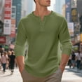 thumbnail image 5 of KHONTS Men's Henley Long Sleeve Shirts Waffle Button up T-Shirt Lightweight Thermal Undershirts Green M, 5 of 9