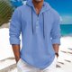 thumbnail image 1 of pstuiky camisas de manga larga para hombre, Blusa con capucha de manga larga con botones y cordón ajustable para hombre Tops casuales para hombres l, 1 of 6