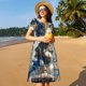 thumbnail image 4 of Balery Exotic Blue Cat Vestidos sueltos de manga corta para mujer, vestidos de verano 2025, vestidos casuales de corte A con vuelo., 4 of 6