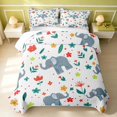 thumbnail image 2 of Erosebridal Cartoon Elephant Bed Spread Queen, Kawaii Animal Flower Queen Coverlet Set, Pink Reversible, Soft Gray Elephant, 3-Piece (1 Quilt and 2 Pillowcases), 2 of 7