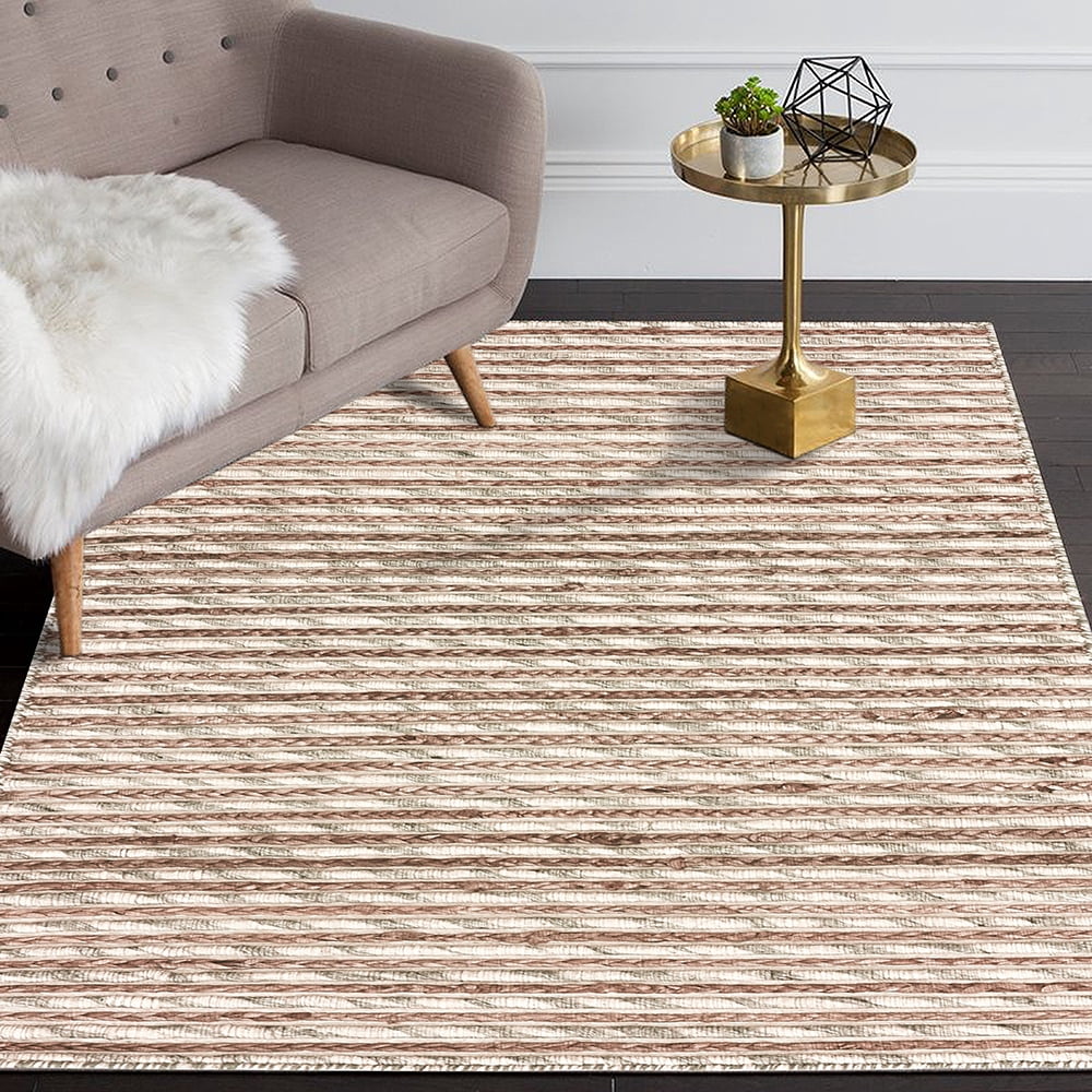 Ox Bay Topanga Braided Jute Silver 5 Feet x 7 Feet 9 Inches Striped Area Rug