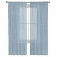 thumbnail image 2 of Vintage Sky Blue Semi Sheer Curtains 96 Inch Length 2 Panels Set,Farmhouse Retro Solid Color Linen Texture Sheer Kitchen Curtain Voile Window Curtain for Living Room Bedroom Rod Pocket Drapes, 2 of 7