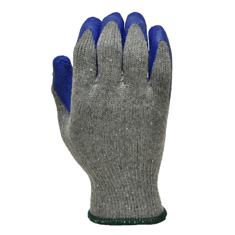 G & F 3100s-dz Knit Work Gloves, Textured Rubber Latex Coated for Construction, 12-Pairs, Men's Small, Size: One size, Gray