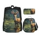 thumbnail image 1 of Disketp Peaceful Deer Lily Pond Mochila Estampada de Gran Capacidad con Lonchera y Estuche, Set de 3 Piezas para Estudiantes, 1 of 7