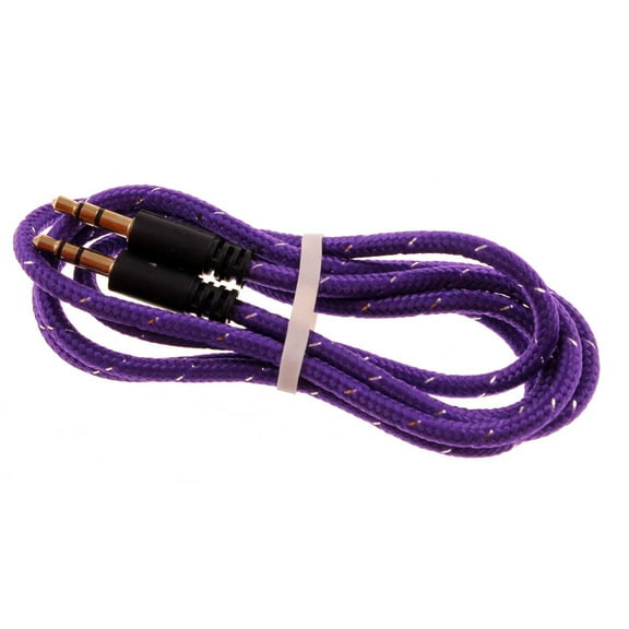 3.5mm Aux Cable Adapter Car Stereo Aux-in Audio Cord Speaker Jack Wire Purple M8P for Kyocera Hydro Reach Life Elite C6750 - LG Fortune, Treasure, G2, Volt, G3, Power, G4, K7 K10 K8, Spree, K3