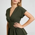 thumbnail image 4 of Endives Womens Short Sleeve T- Shirt V Neck Ruched Waist Peplum Top Chic Daily Wear Casual Blouse Summer Outfit, 4 of 6