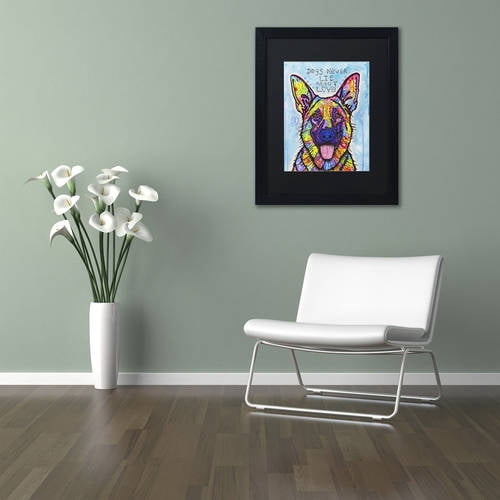 Trademark Fine Art 'Dogs Never Lie' Canvas Art by Dean Russo, Black Matte, Black Frame