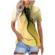 thumbnail image 1 of Blusas para las Mujeres Impresión Casual Manga Corta Turndown Collar Botón Superior, Tops Cortos para las Mujeres, 1 of 7