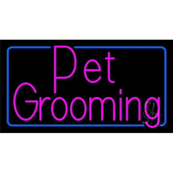 Pink Pet Grooming 1 LED Neon Sign 13" Tall x 24" Wide - inches Black Square Cut Acrylic Backing, with Dimmer - Premium built indoor Sign for Club, Home décor, Event, Workshop, Storefront.
