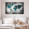 thumbnail image 2 of Elephant Stock Aged World Map Xli Wall Art - Horizontal Multi Panel Canvas - Living Room Wall Decor - Education Multi Panel - Teal And White Decor - 50" x 32", 2 of 4