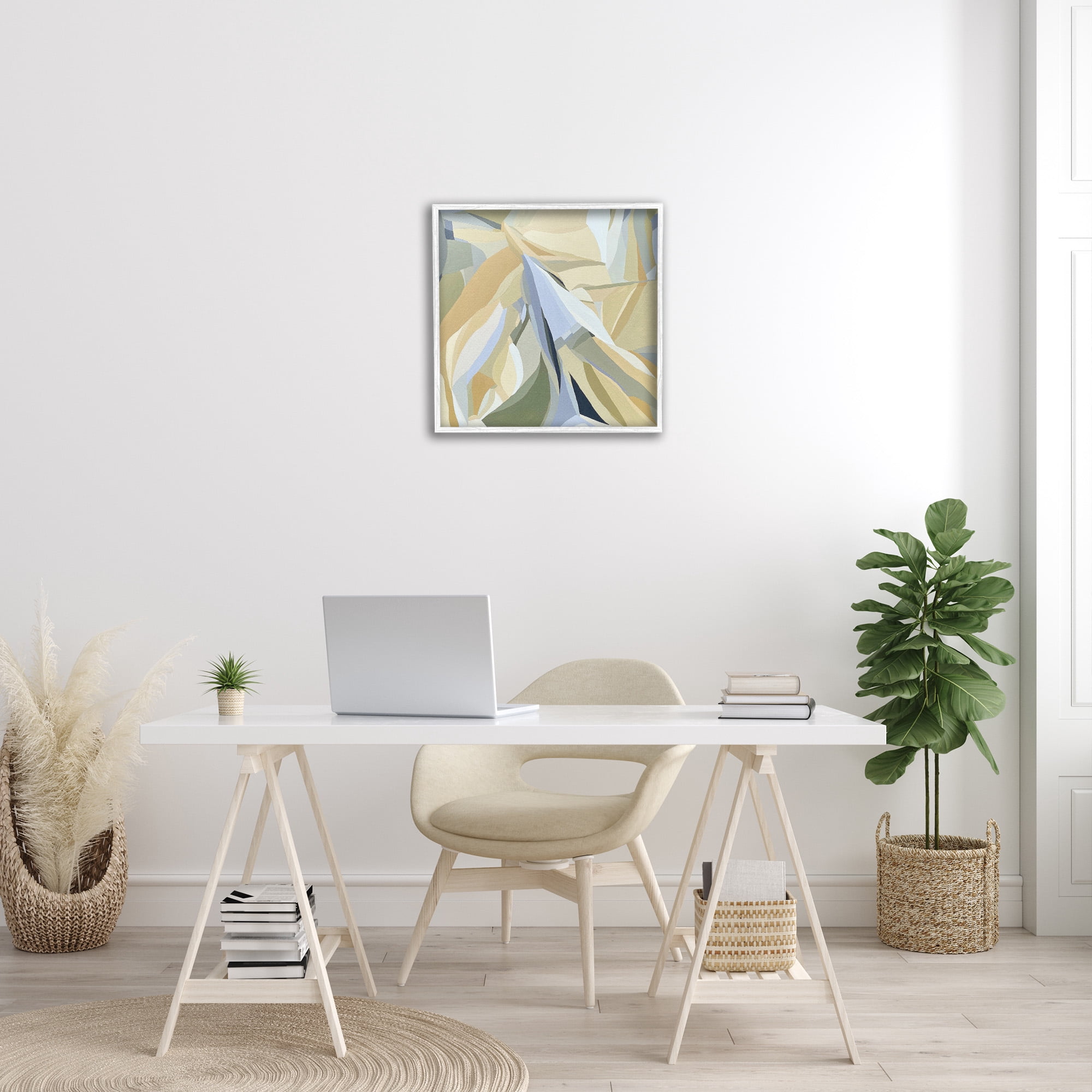 Stupell Industries Dynamic Geometric Pattern Abstract Painting White Framed Art Print Wall Art, 24 x 24