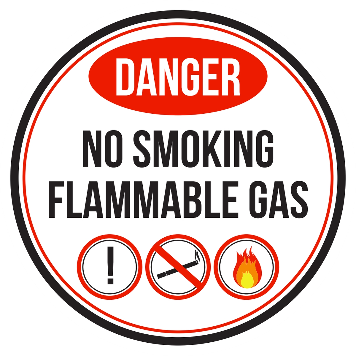 Danger No Smoking Flammable Gas Red, Black and White Business