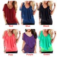thumbnail image 4 of Mujeres Atractivas Blusa V cuello frío hombro volantes sin mangas sólida camiseta chaleco Tank veran Abanopi Rosa L, 4 of 7