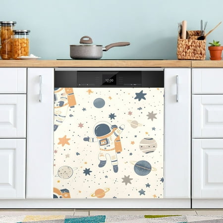 

Cartoon Astronauts Floating Planets Stars Dishwasher Magnet Refrigerator Magnetic Cover Washing Machine Magnet Sticker Kitchen Decor