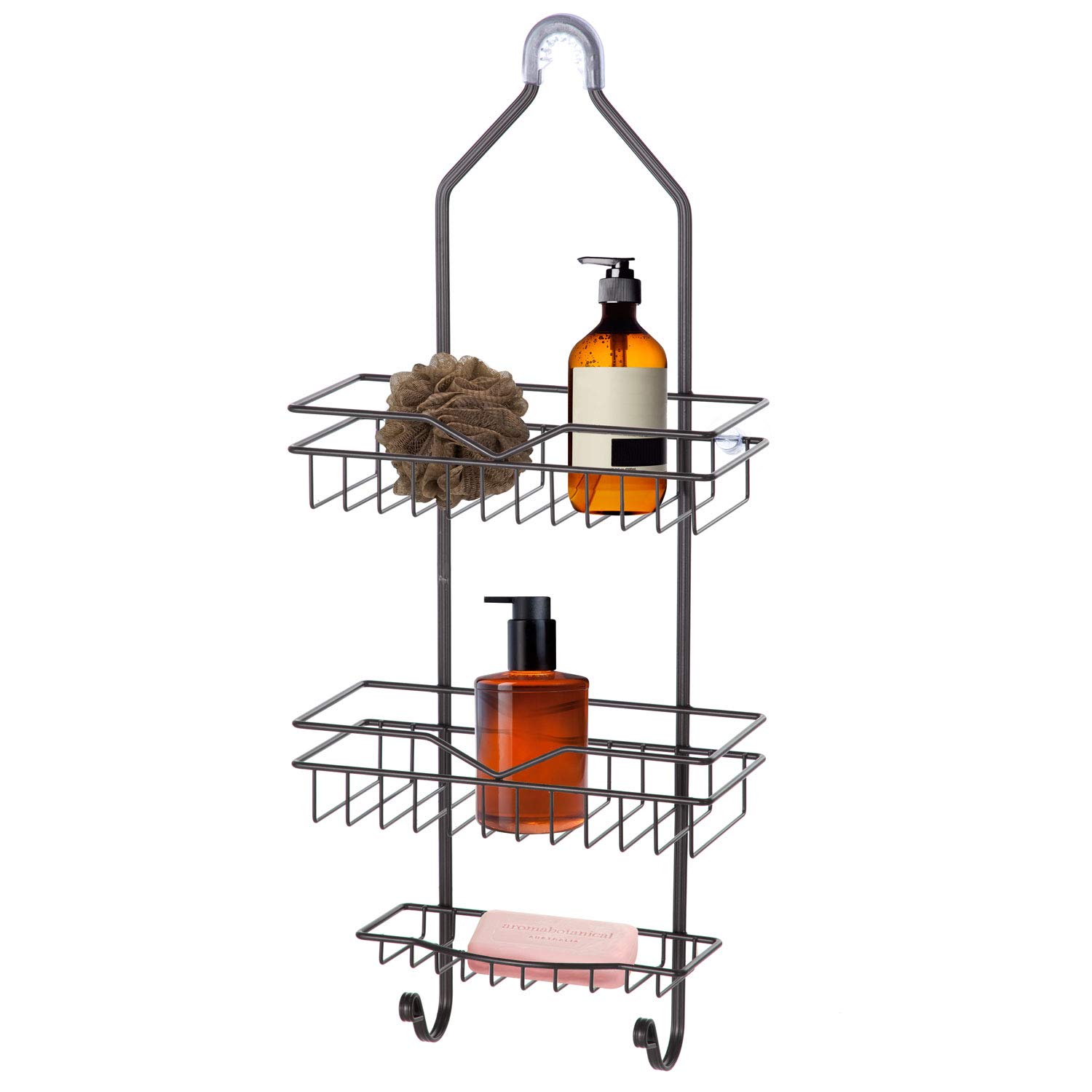 Home Zone Bath Shower Caddy, 3Tier with Soap Tray and 2Hooks (Oil