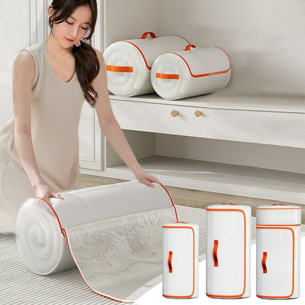 Bolsa de almacenamiento de ropa de gran capacidad 68x35x35cm Blanco | Organizador de tela resistente con cremallera para colchas, cojines, edredones | Resistente a la humedad, plegable, lavable