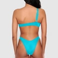 thumbnail image 2 of Conjunto de Bikini Floral 3D para mujer, bañador Sexy con un hombro recortado, traje de baño verde neón con realce, traje de baño de cintura alta para playa 2024, 2 of 5