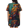 thumbnail image 6 of Fotbe Colorful Owl Forest Print Pajama Set for Women 2 Piece Loungewear Short Sleeve Tops and Shorts Set Soft Sleepwear-4X-Large, 6 of 7