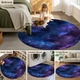 thumbnail image 6 of Abstract Starry Sky Round Area&nbsp;Rug 5ft Blue Purple Black Night Sky Star Non-Slip&nbsp;Washable Circle Rugs Soft Felt Indoor Floor Mat for Bedroom Kitchen Living Room Bathroom, 6 of 9