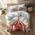 thumbnail image 2 of Cartoon Circus Queen Size Comforter Set, Carnival Tent Playground Cloudy Sky Bedding for All Seasons, 4 Pcs Bed Set, 1Quiltcover (90"x92") ,1Sheet(94"x116"), 2Pillowcases (30"x20"), 2 of 10