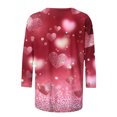 thumbnail image 5 of VKOYWKM Valentines Day T Shirts for Women 3/4 Sleeve T-Shirts Love Heart Graphic Tees Valentine Round Neck Loose Fit Three Quarter Length Blouse, 5 of 5