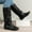 Black, variant on JUSLIO Boots for Women Chunky Heel Boots Round Toe Mid Calf Boots Low Heels Ruched Zipper Womens Boots