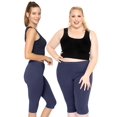 thumbnail image 2 of Stretch Is Comfort Women's Cotton Knee Length Leggings Navy Blue 4X, 2 of 6