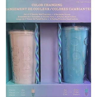 PARKER LANE Color Changing Double Wall Tumblers Set of 2 Glacier