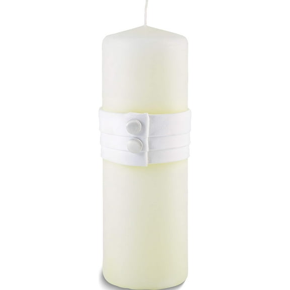 Fashion White Audrey Satin Button Pillar Wedding Candle (9 X 3) Made In China gl9843