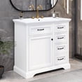 thumbnail image 2 of 36" Bathroom Vanity with Sink, Single Sink Bathroom Vanity with 2 Tip-out Drawers and 1 Soft Close Doors, Free Standing Bathroom Vanity with Adjustable Shelf, Solid Wood Frame, White, 2 of 9