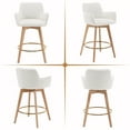 thumbnail image 3 of Zesthouse 25.8" Modern Bar Stools, Swivel Single Counter Height Chairs for Kitchen Island, Upholstered Boucle Barstools with Barrel Back, Arms and Wood Legs, Sherpa Fabric Kitchen Bar Chair, White, 3 of 9