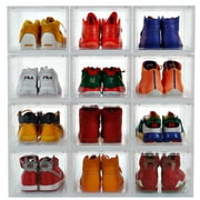 Shoe Storage Boxes Shoe Organizers Closet organizers & storage Shoe Box Stackable Storage Bins Fit for AJ&Jordan Sneakers Up to Size 14, Set of 12PK (White)