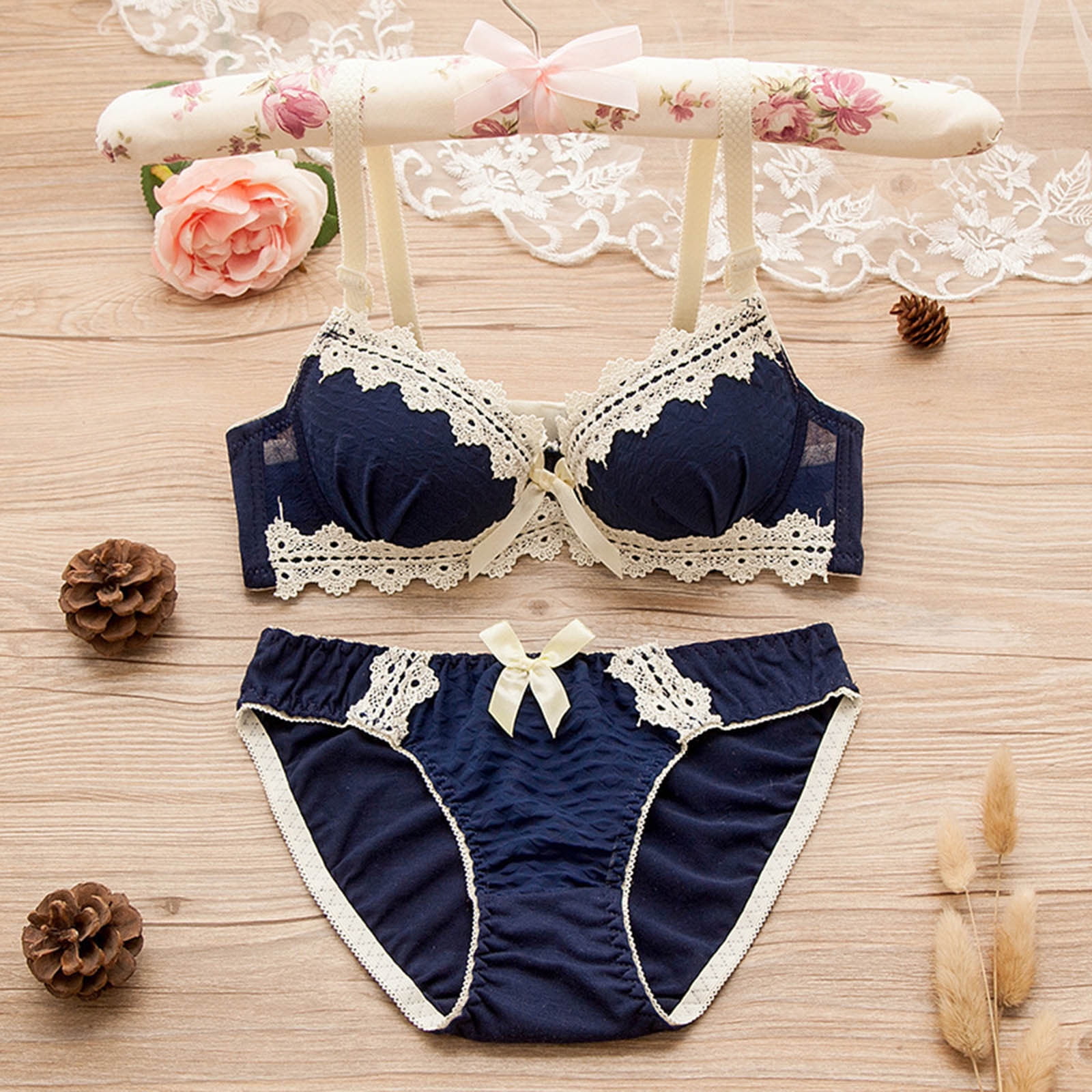 〖toto〗bra Brief Sets Bra For Women Soft Lace Lingerie Set See Through Underwear Floral Print