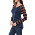 thumbnail image 4 of Allegra K Women's Striped Raglan Long Sleeve V Neck T-shirt, 4 of 6