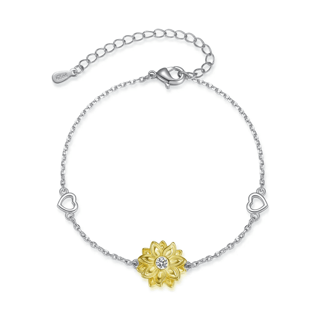 Pulseras De Girasol Plata 925 Joyeria Regalo Para Mujeres Malubero Plateado