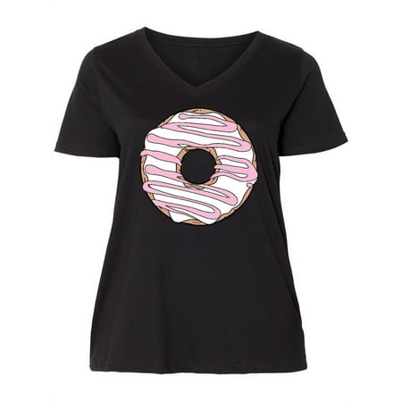 

Inktastic White Donut Donut Frosting Pink Icing Glaze Women s Plus Size V-Neck