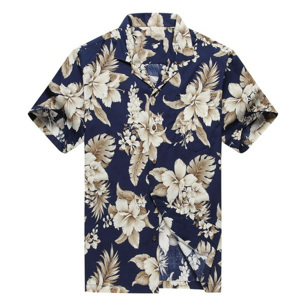 Made in Hawaii Men's Hawaiian Shirt Aloha Shirt Grey Floral Cluster in ...