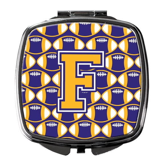 Letter F Football Purple and Gold Compact Mirror CJ1064-FSCM