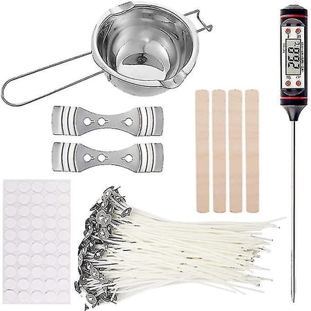 ABK Candle Making Pouring Pot Kit - 2.5LB Pitcher, Wick Tools, Spoon, 20 Wicks | Beginner Candle Kit