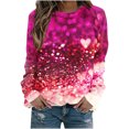 thumbnail image 1 of VALMASS Chandails en Molleton de la Saint-Valentin pour Femmes Manches Longues Imprimé Cœur Hauts Décontractés Col Rond Extérieur Blouses (TG, Rose Vif-B), 1 of 3