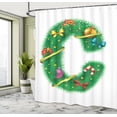 thumbnail image 4 of Ambesonne Christmas Alphabet Shower Curtain, C Letter Symbol, 69"Wx70"L, White Green and Dark Yellow, 4 of 4