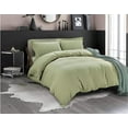 thumbnail image 1 of All Season Suitable 3-Piece Duvet Set, Solid Design, Corner Ties & Button Closure, Matching Shams Included, King/California King, Green, 1 of 5