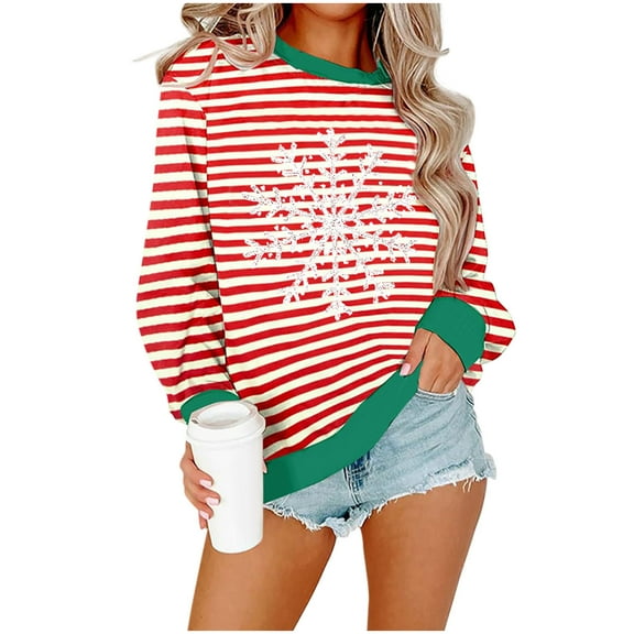 My Items Talove Long Sleeve Shirts for Women Funny Graphic Sweatshirt Fall Fashion Must Haves Fashion Clothing Womens Tops Dressy Casual Plus Size Christmas Shirts