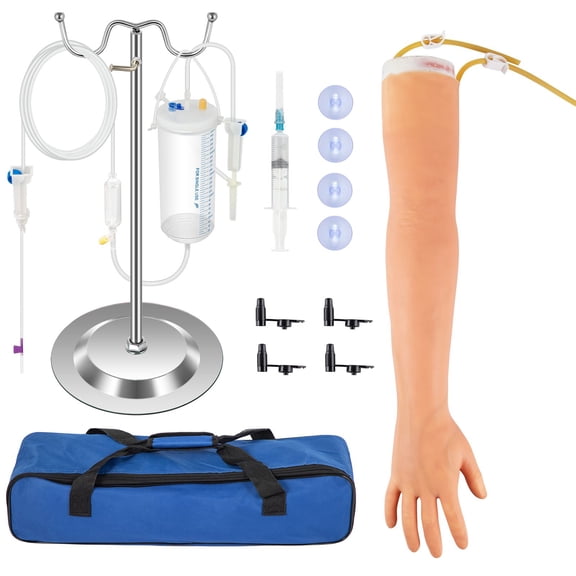 IV Practice Arm Kit, 12 PCS Phlebotomy Training Kit with High-Fidelity Simulation, Portable Carrying Case for Venipuncture Practice – Ideal for Nursing Students&Medical Professionals