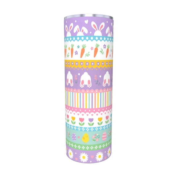 20oz Easter Bunny Tumbler with Handle and Straw Cute Pastel Spring Floral Stainless Steel Insulated Travel Coffee Cup Gift with Straw
