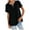 Black, variant on Giftesty Women Solid Color V-Neck Button T-Shirt Tops Short Sleeve Loose Blouse
