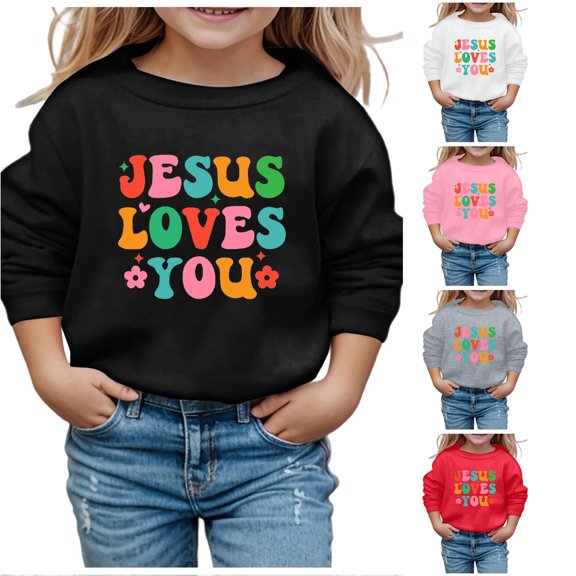 Zylarhe Kids Hoodies Girl Long Sleeve Soft Sweatshirt Graphic Kids Cute Round Neck Pullovers Top Clothes for Girls with Cute Design Black 6-7 Years