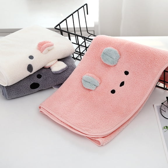 Ultra Soft Hooded Baby Towel Cute Cartoon Absorbent Coral Fleece Bath Towel for Toddlers Infants Kids 28x55 Inches Pink