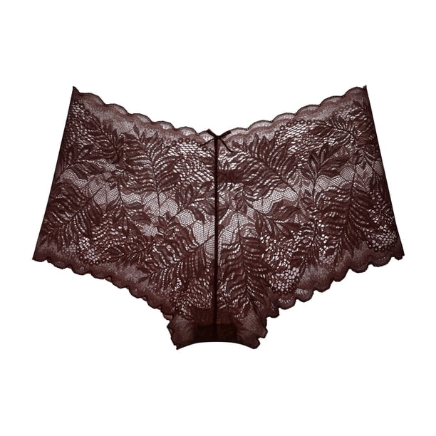 Braguitas sexy de encaje para mujer: braguitas elásticas de cintura media con encaje en contraste, nailon/spandex, lavado a mano, disponibles en tallas S-XL.